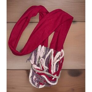 Kuna Red Baby Alpaca Infinity Scarf 68" With‎ Crochet